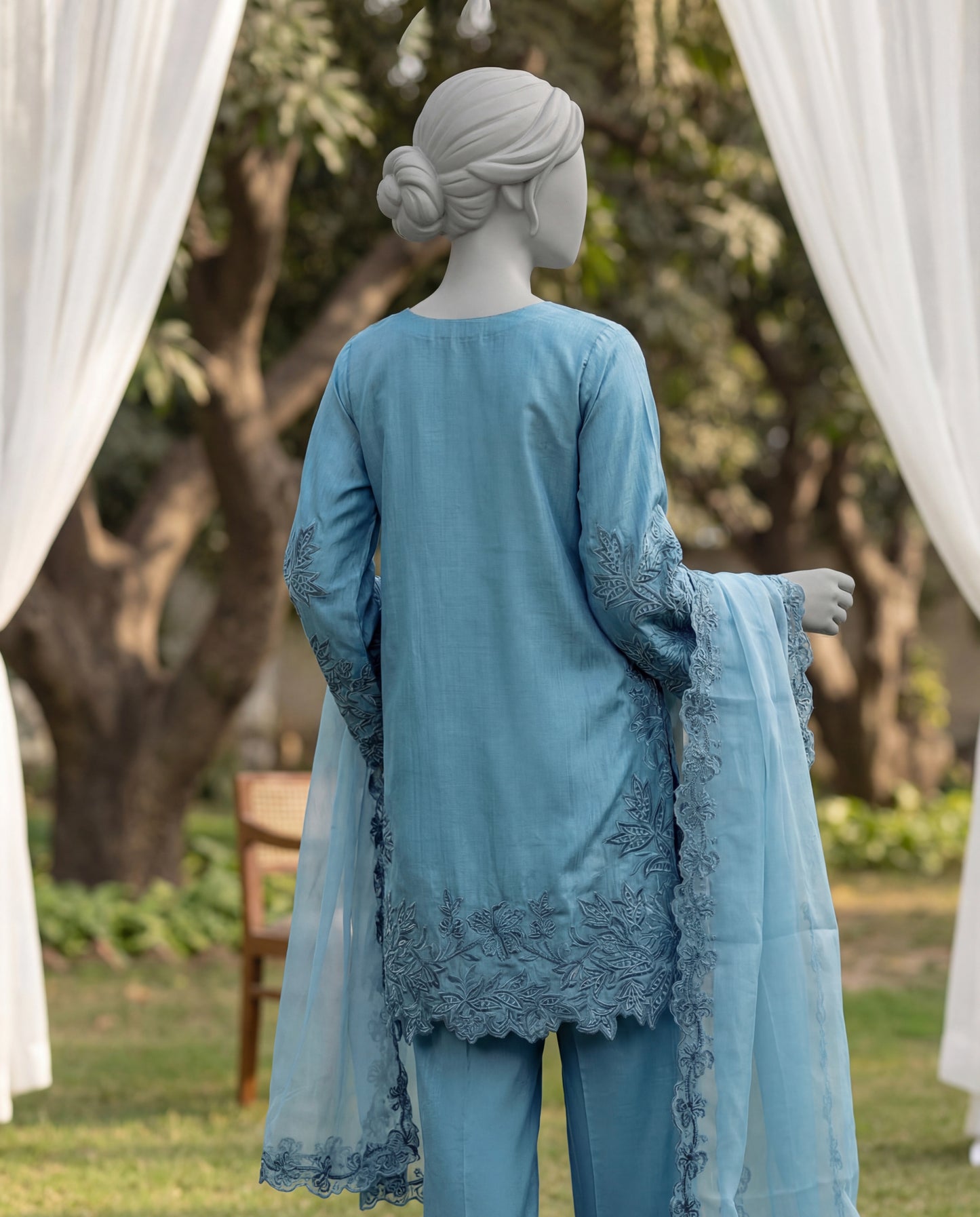 LENORA LAPIS - 3 PIECE EMBROIDERY SUIT