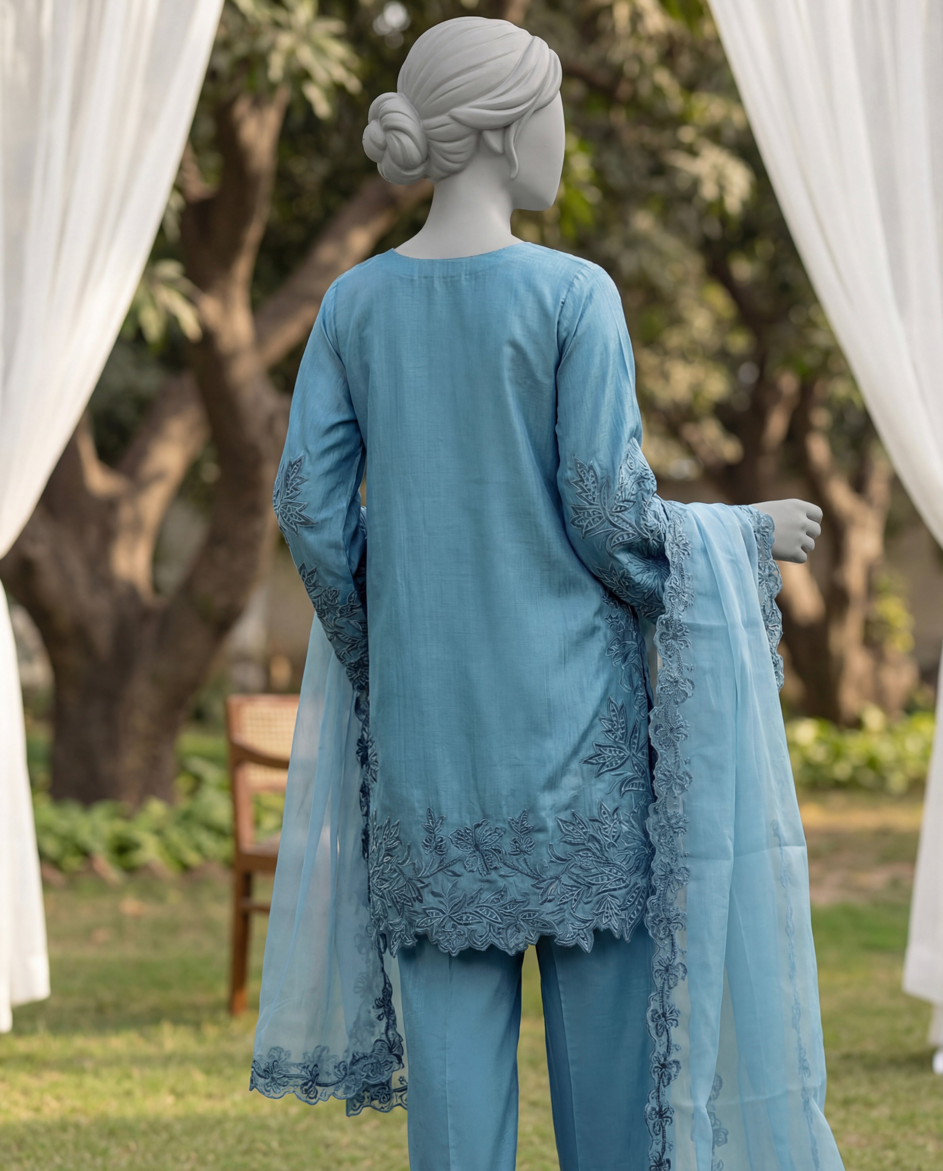 LENORA LAPIS - 3 PIECE EMBROIDERY SUIT