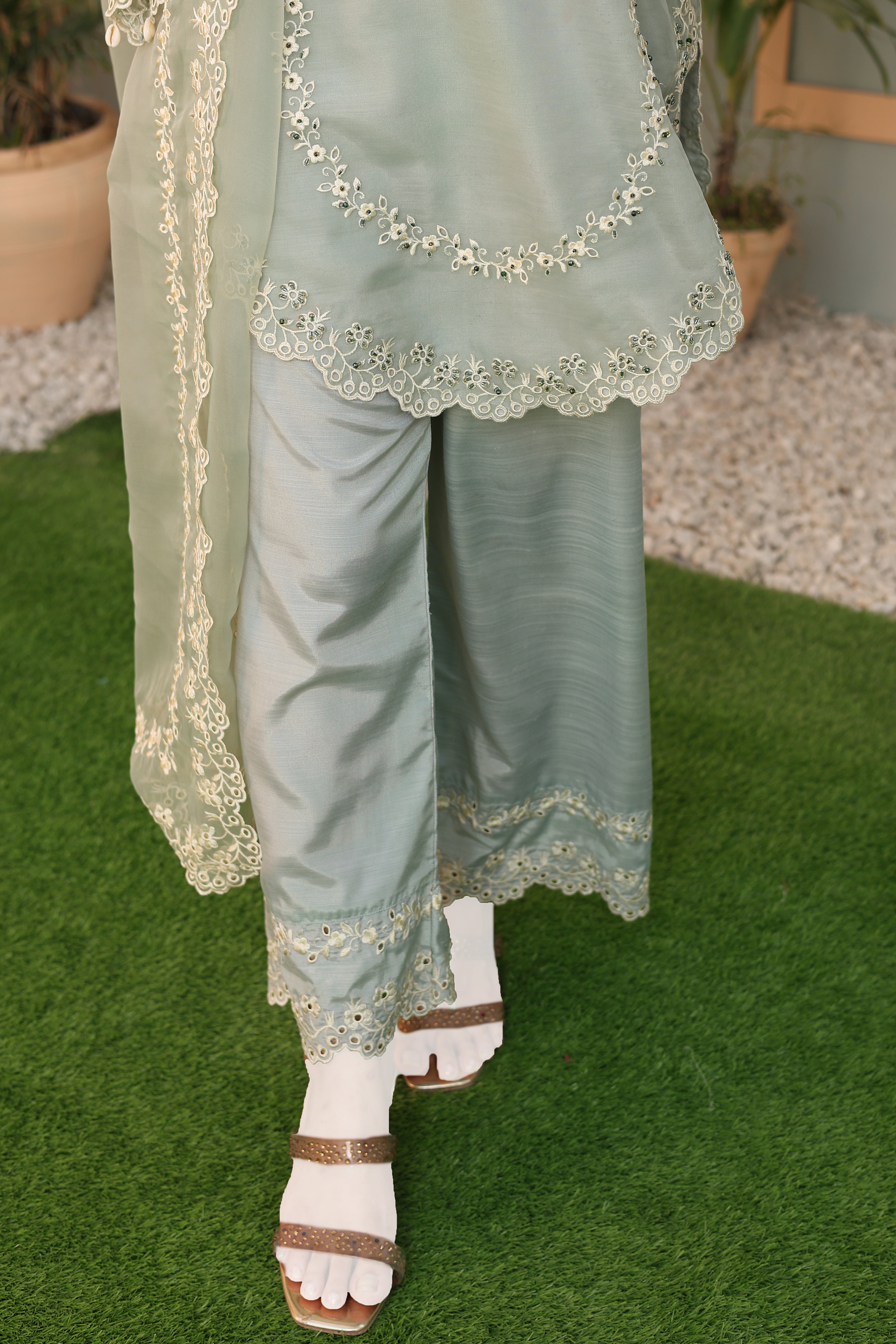 ELARA VL-1-07 Embroidered Organza 3 Piece Suit