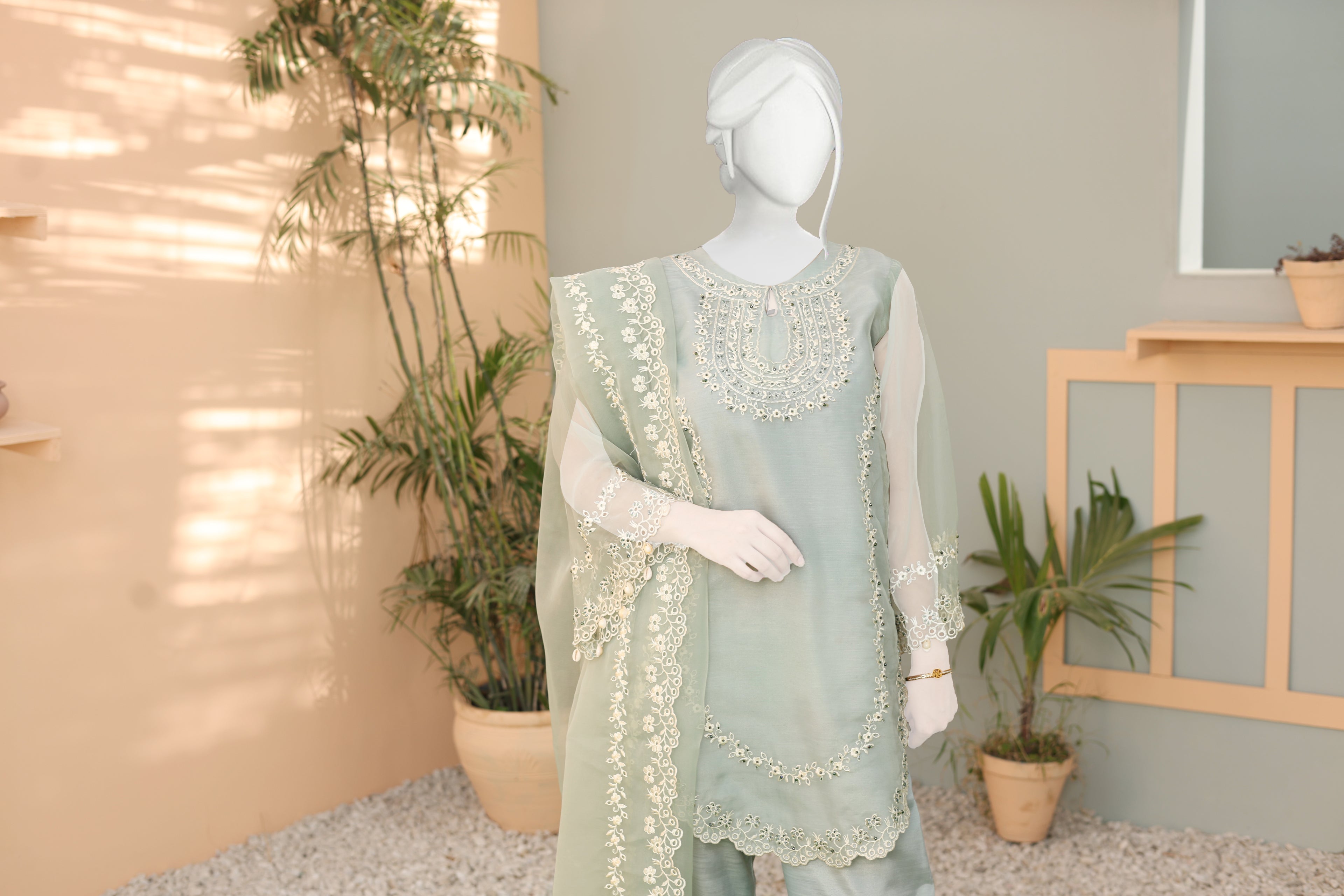 ELARA VL-1-07 Embroidered Organza 3 Piece Suit