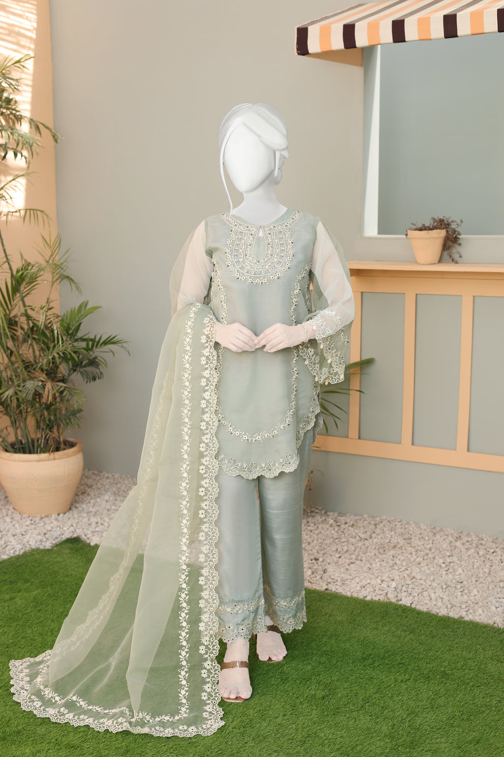 ELARA VL-1-07 Embroidered Organza 3 Piece Suit