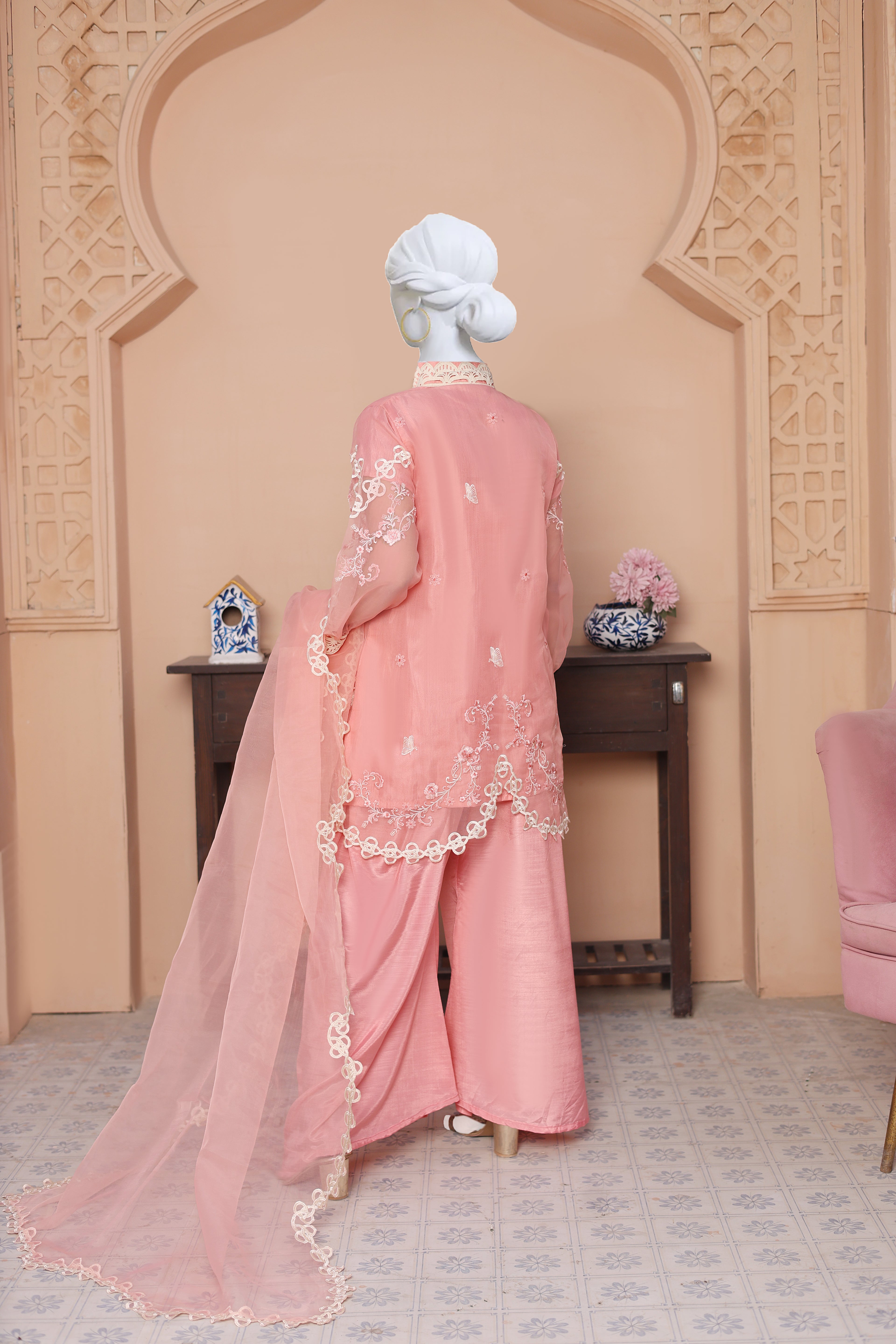 SOFEST – VL-1-08 Embroidered Organza Coat Ensemble 3 Piece Luxury Suit