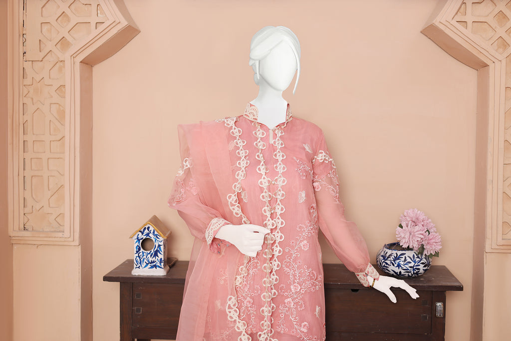 SOFEST – VL-1-08 Embroidered Organza Coat Ensemble 3 Piece Luxury Suit